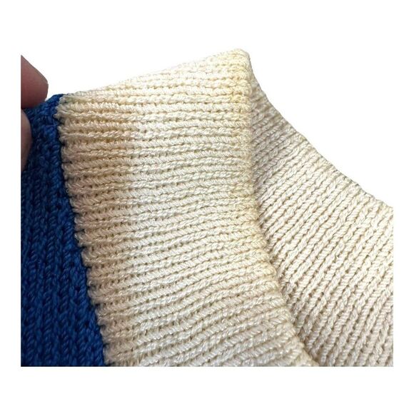 St. John Collection By Marie Gray Blue White Striped Santana Knit Dress 12 READ - Picture 7 of 8